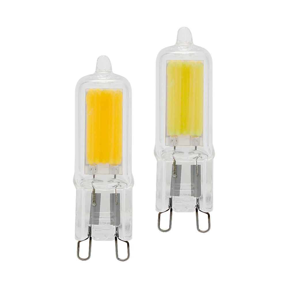 5PCS Halogen shape LED Bulb Dimmable G9 COB LED 220V/230V/240V 3W High Power Tube Clear Glass