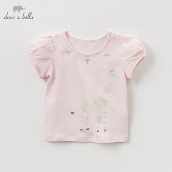 

DBQ9661 dave bella summer baby girls fashion T-shirt children cute cartoon tops girls high quality pullover kids lolita tees