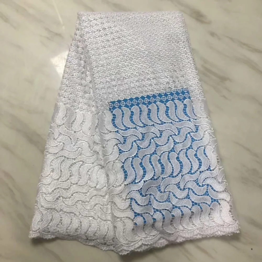 

5yards latest african guipure lace white water soluble chemical lace fabric,high quality african cord lace F16MAY011