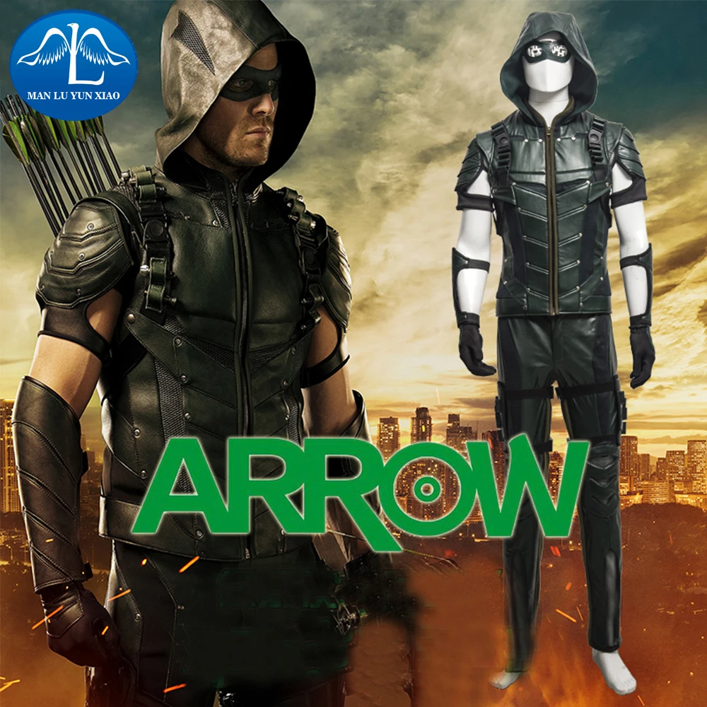 MANLUYUNXIAO Green Arrow kostým Halloween Cosplay kostým pro dospělé muži Full Set Muži Základní Custom Made