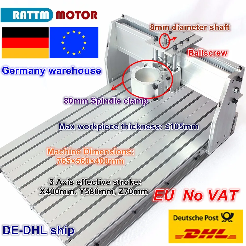 ЕС Бесплатный НДС DIY Использовать CNC 6040 ЧПУ Маршрутизатор гравер гравировка фрезерный станок рамка Комплект шариковый винт и 80 мм алюминиевый шпиндель зажим