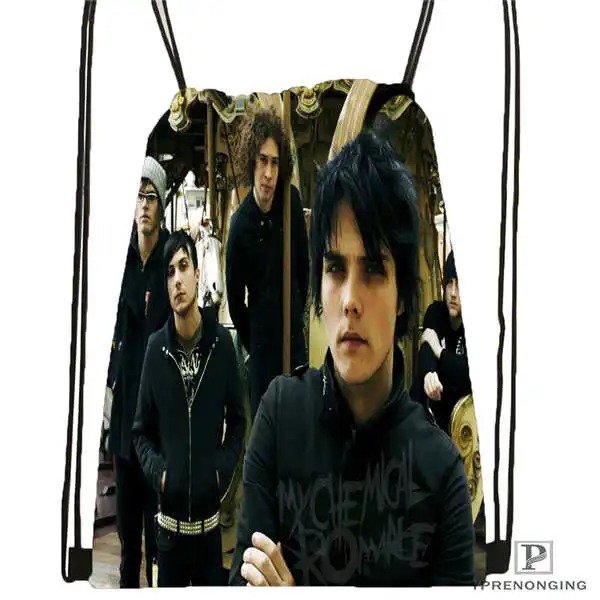 Custom my-chemical-romance походная сумка на шнурке милый рюкзак для детей(черная спинка) 31x40 см#2018611-2 - Цвет: Drawstring Backpack