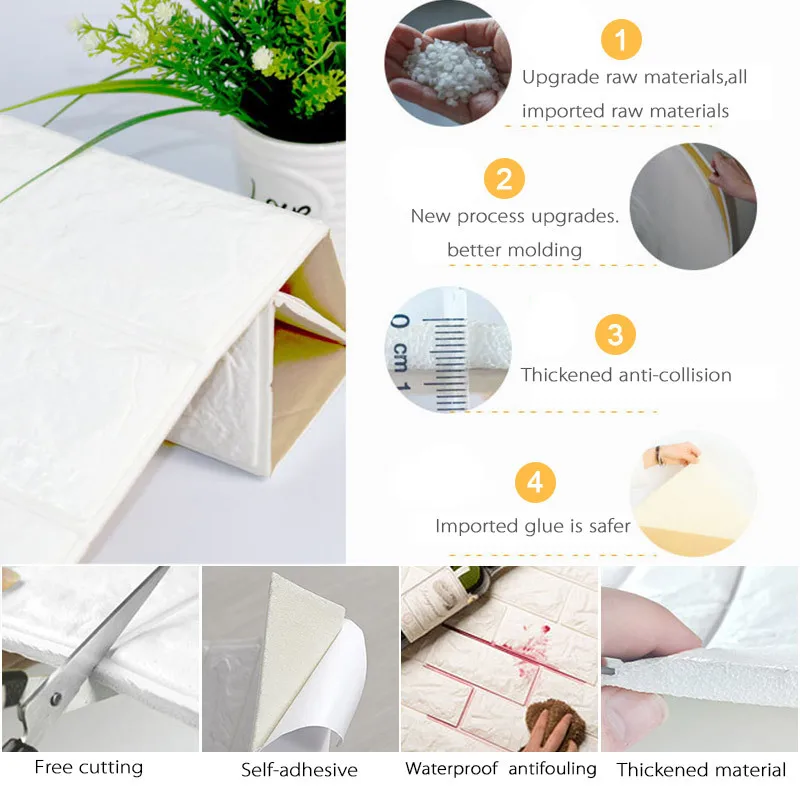 Cm Pe Foam 3d Steen Baksteen домашний декор muurstickers Обои Diy Muur Декор Woonkamer Дети Безопасность
