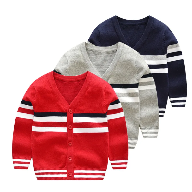 

children sweater 2018 autumn and winter new boys and girls fashion sweater cardigan striped cardigan children jacket coat