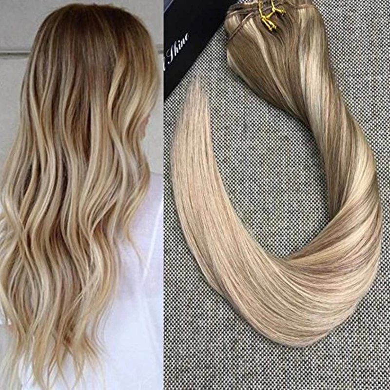 

Full Shine Balayage Color Remy Human Hair Extensions Clip ins Extension Stropez Ombre Color 9Pcs/ Set Clip in Extensions 100g