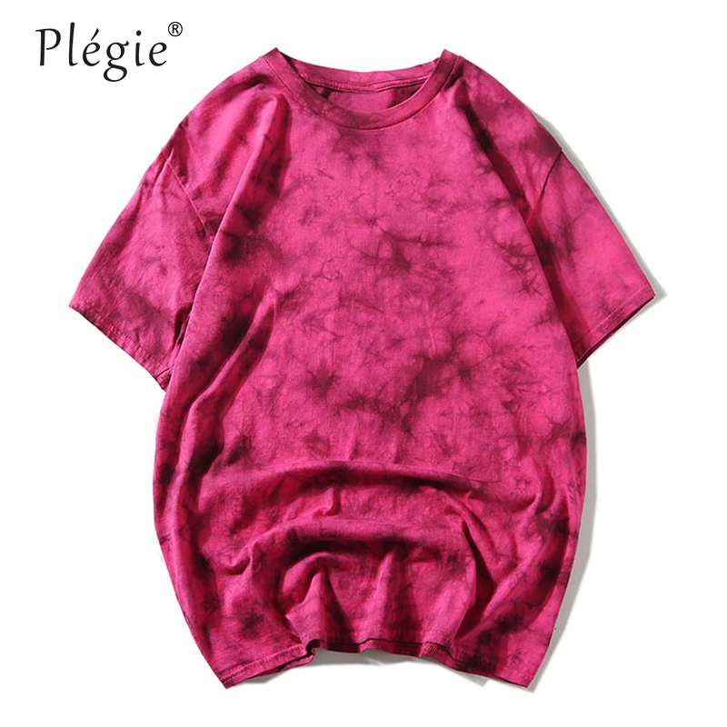 Koop Plegie tie dye t shirt Unisex Hip Hop T shirt 2020 Zomer Ronde Hals losse T shirts футболка 100% katoen Tee Shirts 5 kleuren