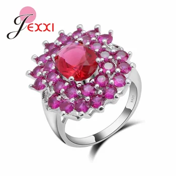 

Pink Women 925 Sterling Silver Finger Rings With Shinning Cubic Zirconia Stone Cocktail Party Band Ring