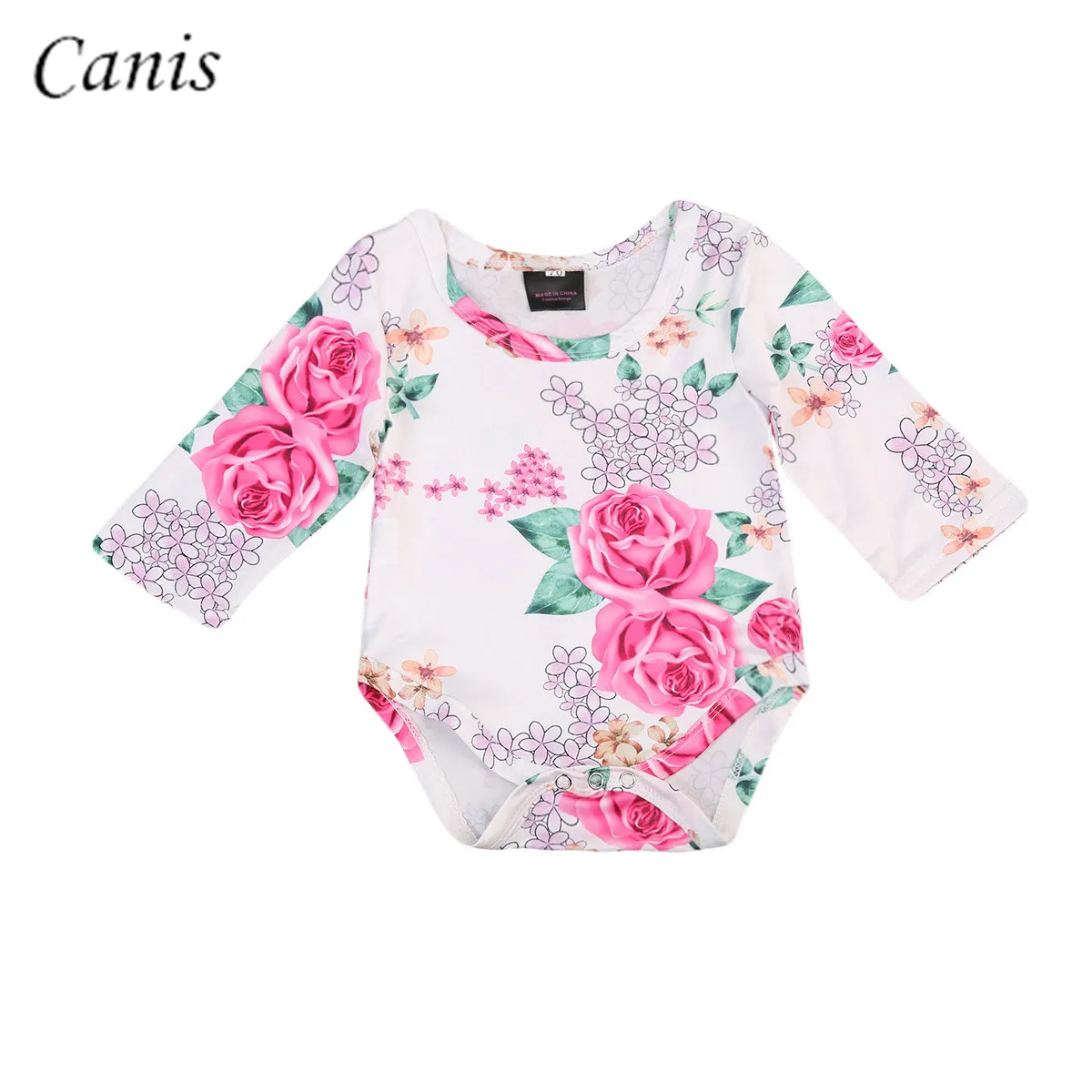 Newborn Baby Girl Romper One piece Rose Flower Print Long Sleeve