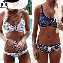 Sexy Bikini Mujeres del traje de Baño 2017 Beach Halter Conjunto Bikini Brasileño Biquini Trajes de Baño Bandeau Traje de Baño Empuja Hacia Arriba El Traje de Baño femenino