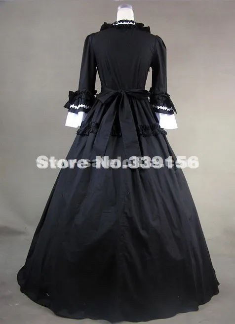 Изготовленный на заказ черный с короткими рукавами готический, викторианской эпохи карнавальное платье ретро 17/18 век Civil War Southern Belle Бальные платья