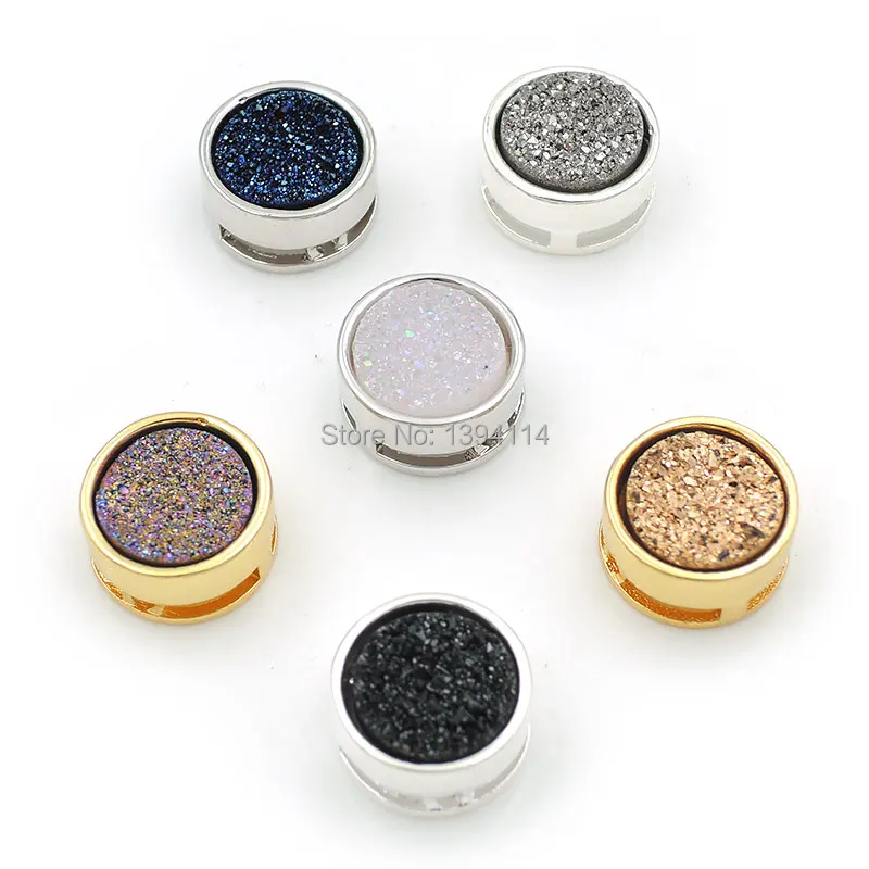 

10mm 12mm Titanium Gold/Silver/Rainbow/Blue/Black/AB Agat e Druse Round Beads Fit For Making DIY Bracelets Or Necklaces Jewelry