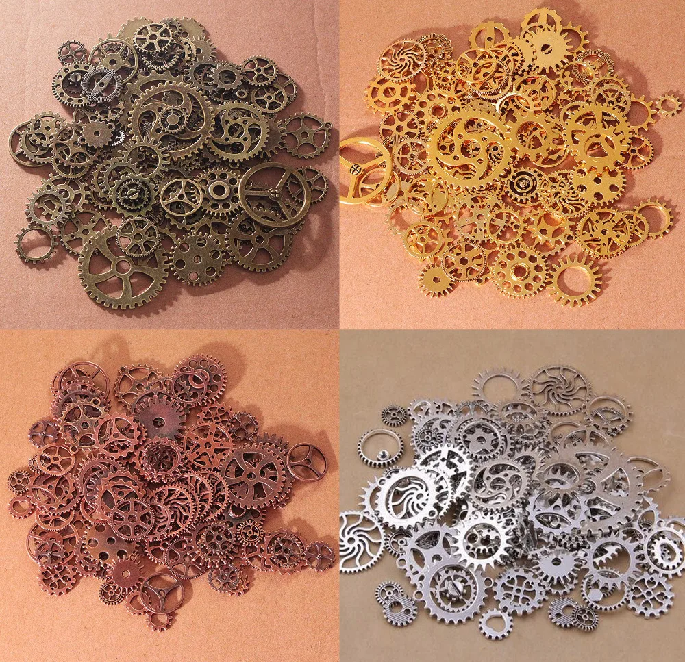 Vintage Metal Mixed Gears Charms For Jewelry Making Diy Steampunk Gear