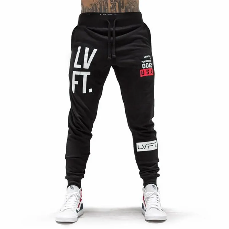 

spring men sweatpants letter printed patchwork sport pants male running jogger training workout fitness track pants activewear