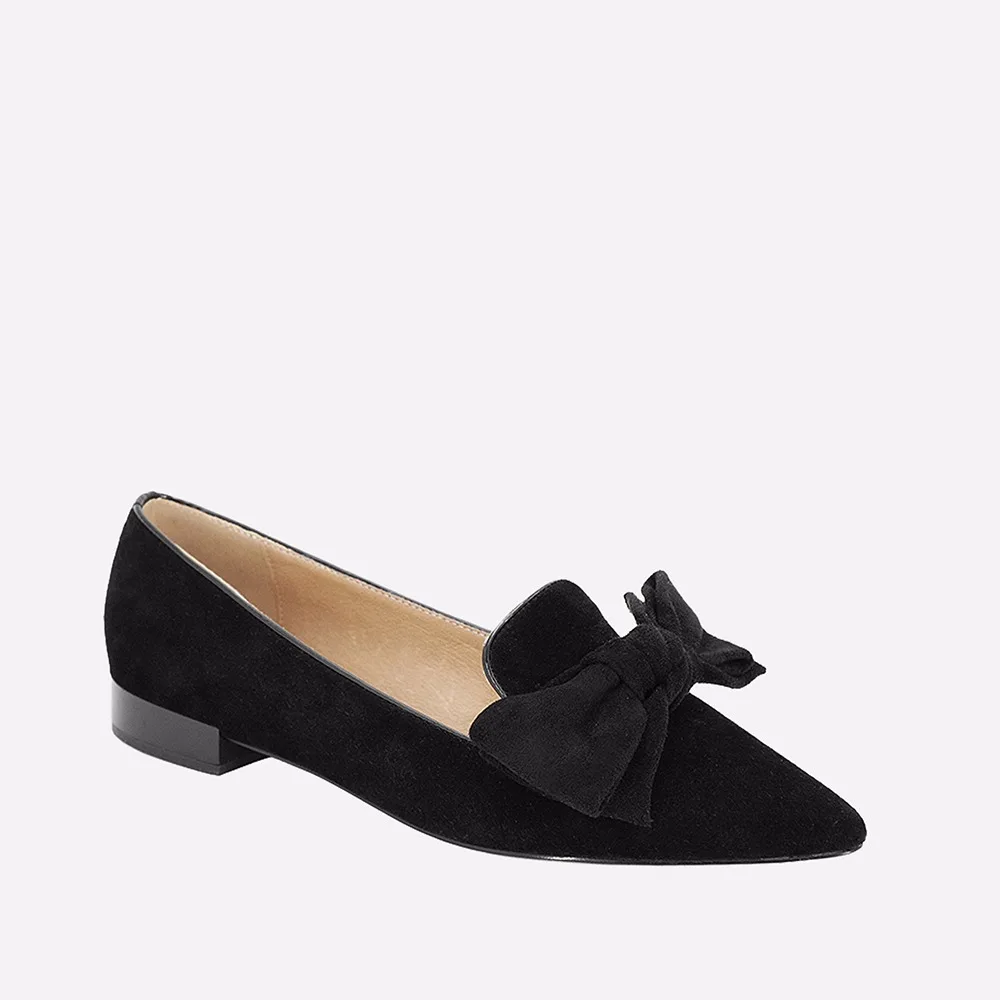 

SOPHITINA Fashion Butterfly-knot Lady Flats High Quality Black Genuine Leather Pointed Toe Flats Comfortable Low Heels Shoes p26