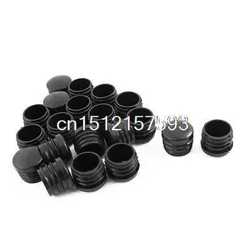 

20 Pcs Black Plastic 3/4PT Thread Round Tubing Pipe Insert Caps Covers