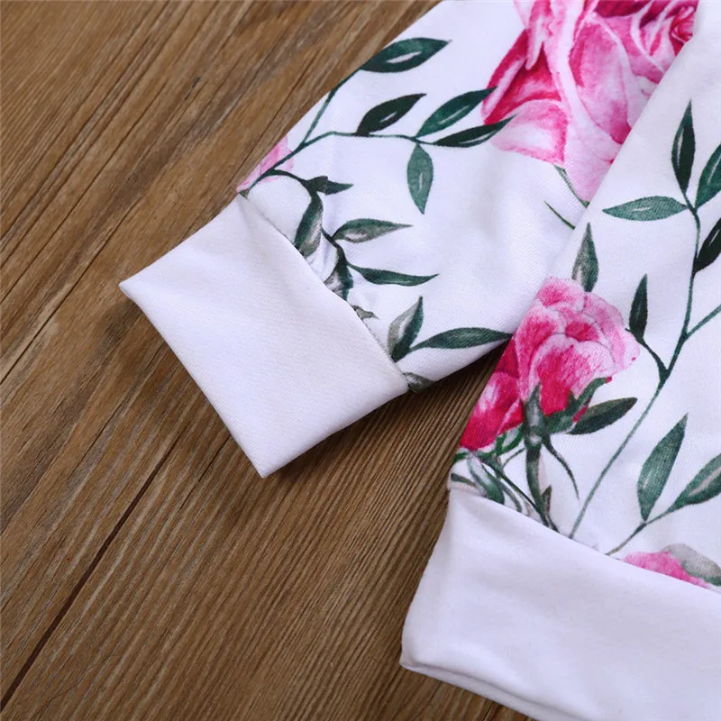 طفل الخريف الشتاء دعوى الملابس الأزهار الكامل كم س الرقبة تي شيرت قمم + السراويل 2 قطعة ملابس خروج مجموعة روبا الفقرة adolecentes