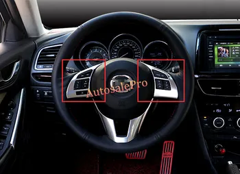 

For Mazda 6 M6 Atenza 2013-2015 ABS Chrome Steering Wheel Buttons Cover Trim Decoration New