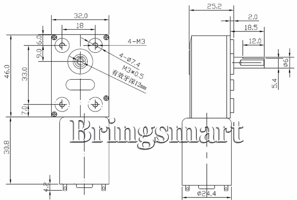 Bringsmart JGY-370B кодер червячный мотор-редуктор 12 В низкая скорость 4-115 об/мин регулируемая скорость обратный металлические шестерни для DIY