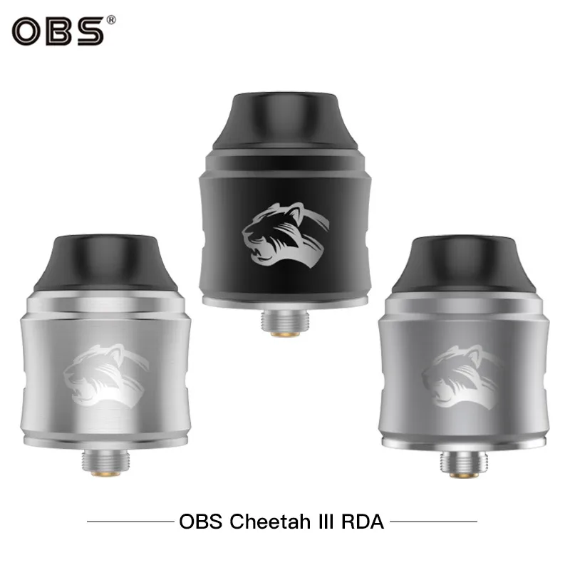 

Original E-Cigarette Atomizer OBS Cheetah III RDA Tank For Dual Coils Building&Middle Airflow Control Top Dipping 25mm Diameter