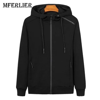 

MFERLIER Men Hoodies 6XL 7XL 8XL 9XL 10XL Large Size Long Sleeve Zipper Autumn Winter Red Black Plus Size Big Casual Men Hoodie