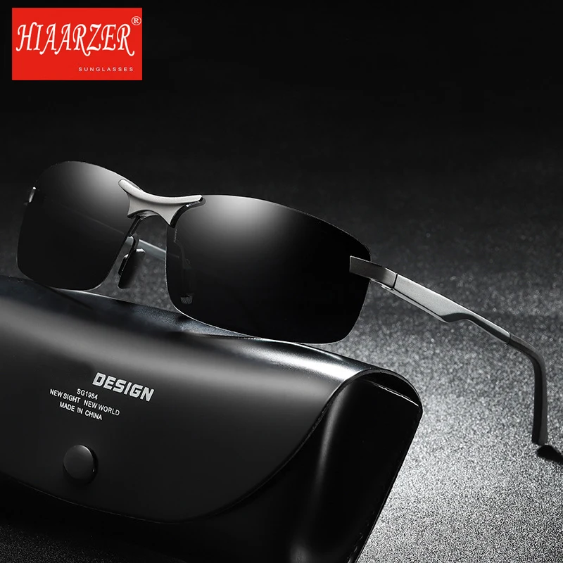 

Top Quality Luxury Polarized Sunglasses Brand Men Travel Driving Male Semi Rimless Night Vision Sun Glasses Eyewear With Package