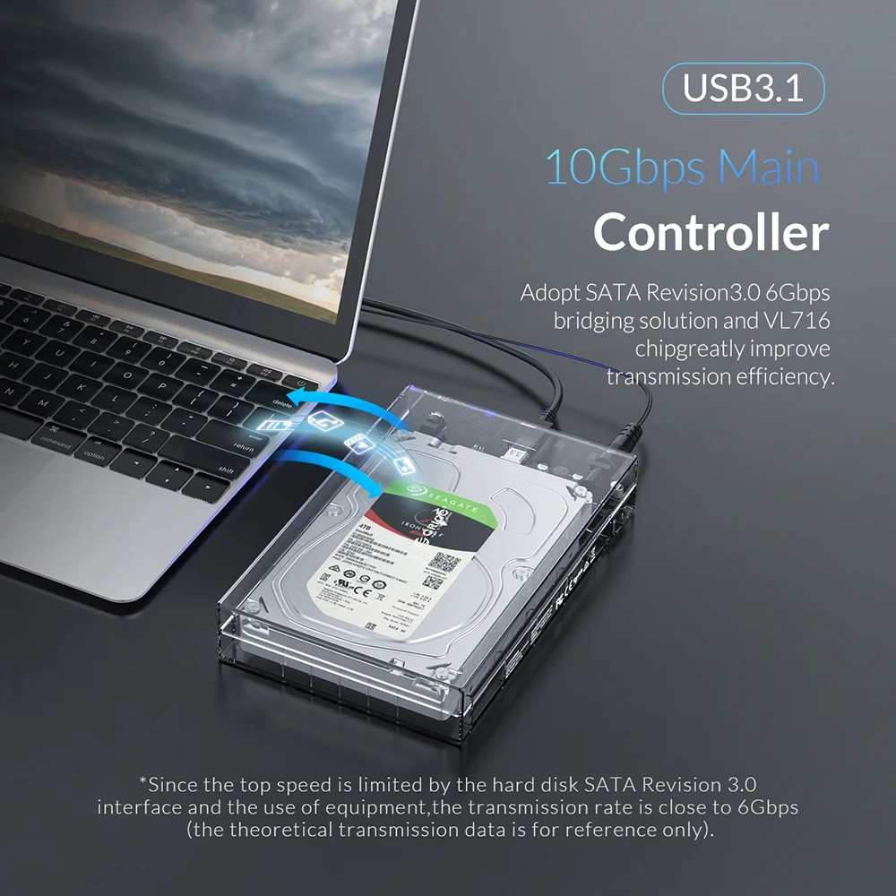 Корпус для жесткого диска ORICO 3 5 дюйма Type C с держателем SATA3.0 прозрачный чехол на