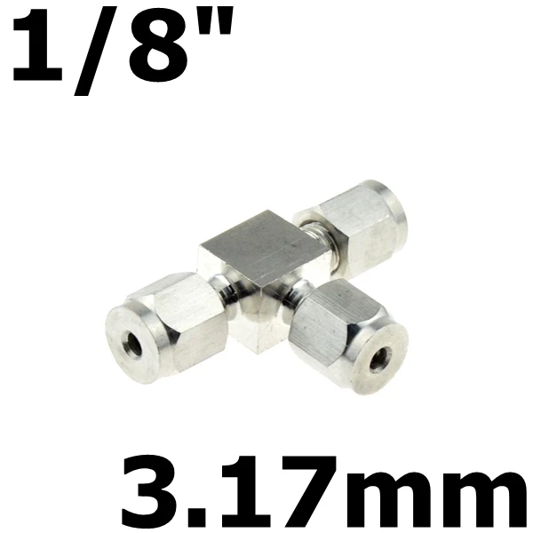 Т-образный 3 способ фитинг для компрессора 1/" 1/4" 12 мм 10 мм 8 мм трубчатый наконечник соединение компрессия SS соединитель трубы из нержавеющей стали 304 - Цвет: 3.17mm