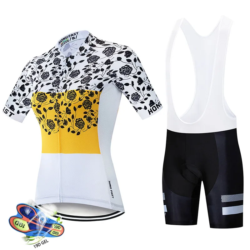 Женский трикотажный комплект для велоспорта, велосипедная одежда, костюм, короткий рукав, комплект одежды для велоспорта, летний mtb ropa ciclismo hombre - Цвет: Short sleeve set 1