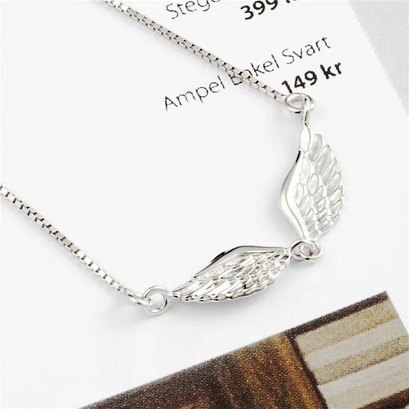 angel wing necklace woman 100% 925 Sterling silver nacklace Jewellery Clavicle chain pendant charms gift chocker