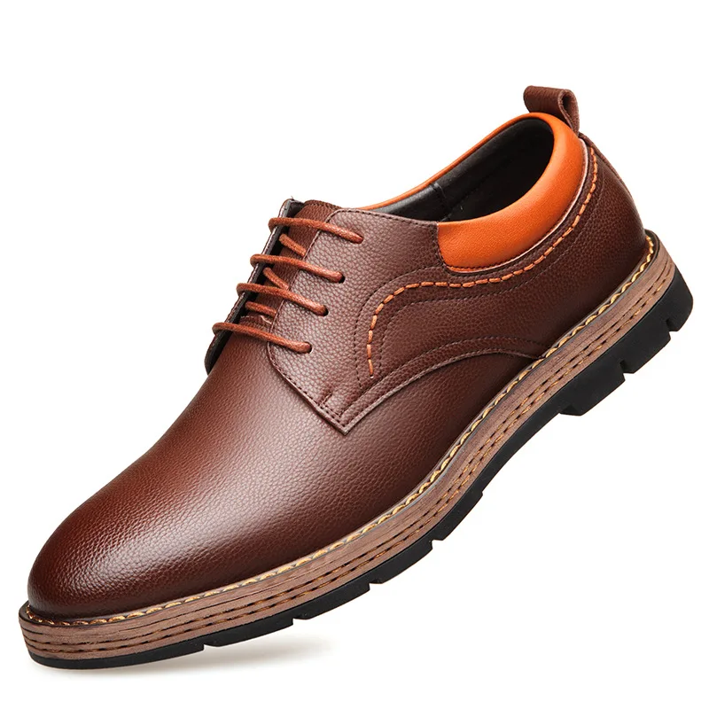 

British style retro men's leather shoes new flat-bottom business casual shoes men's breathable trend front lace-up shoes men