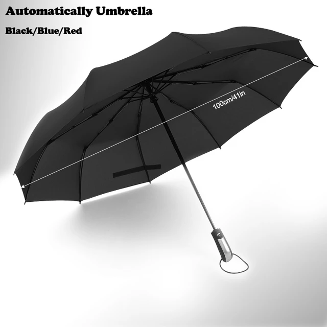Paraguas Negro Para Lluvia Y Viento Grande Resistentes Sombrilla De Hombre  Mujer