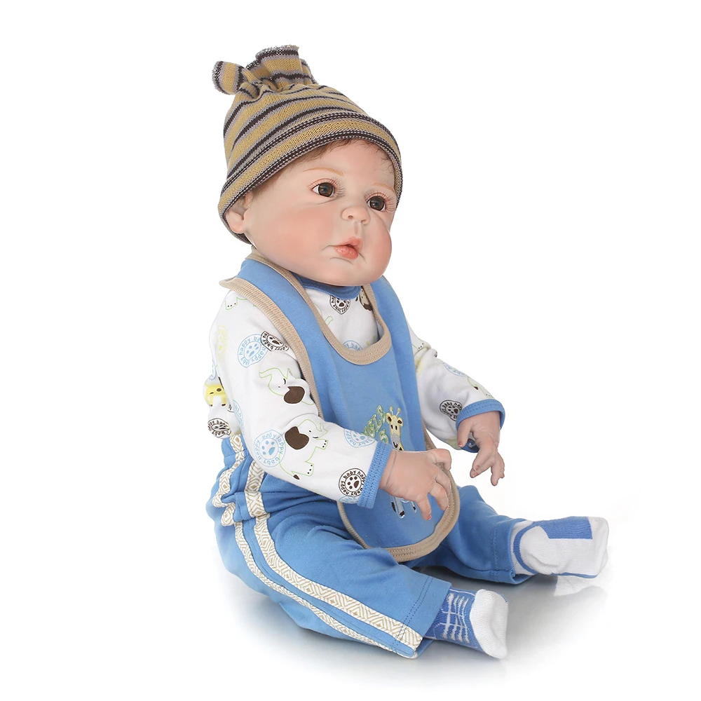 22in 55 см Reborn Baby Кукла реборн реалистичные Пупсик подарок для детей все силикагель мальчик игрушки для детей Одежда высшего качества
