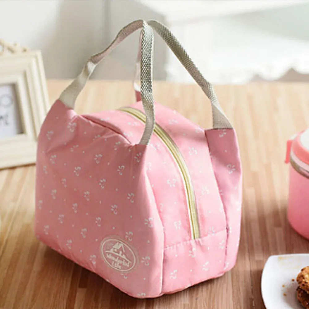 2018 neue Mode Tragbare Mittagessen Tasche Bogen Druck Tote Picknick Isolierte Kühler Zipper Organizer LunchBox Picknick Lagerung Taschen