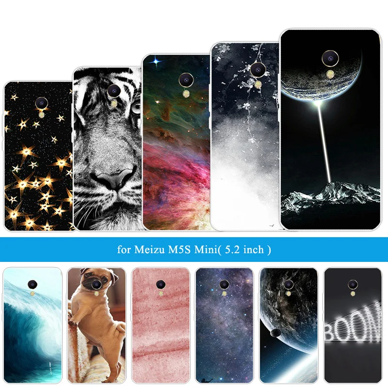 Мягкий силиконовый чехол для телефона Meizu M5S mini матовый с изображением тигра