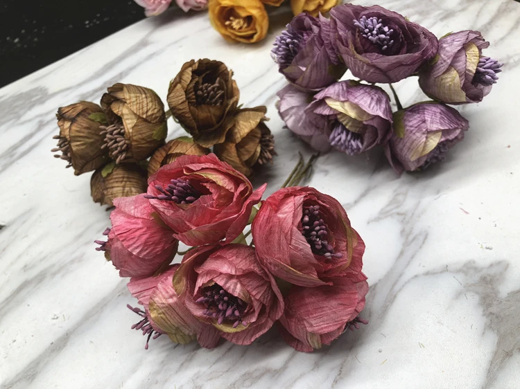 YOOROMER 6 шт. 5 см Пион цветок голова шелк искусственные цветы для свадебного украшения DIY декоративный венок поддельные цветы