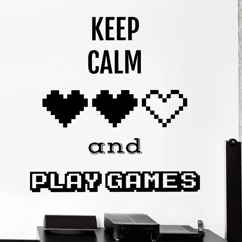 И надписью Keep Calm наклейка Видео игровой контроллер Стикеры играть плакаты