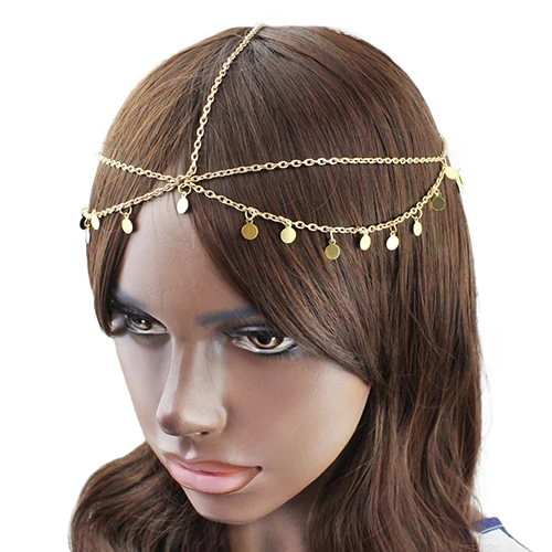 

Bluelans Women's Circle Drop Head Chain Jewelry Forehead Dance Headpiece Bohemian Hair Band