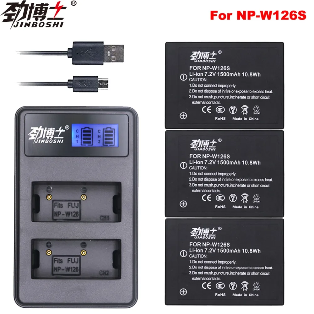 

3X 1500mAh NP-W126S NP W126S Camera Battery + LCD USB Charger for Fujifilm Fuji X-Pro1 XPro1 X-T1 XT1,HS33EXR HS30EXR X PRO1