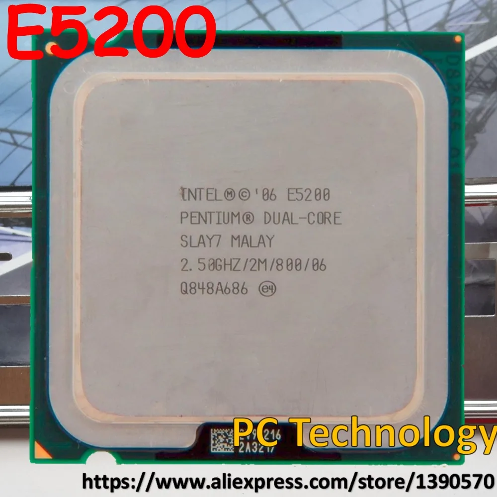 Двухъядерный процессор Intel Pentium E5200 для настольных ПК 2,5 ГГц 2 м 800 МГц разъем 775( в течение 1 дня