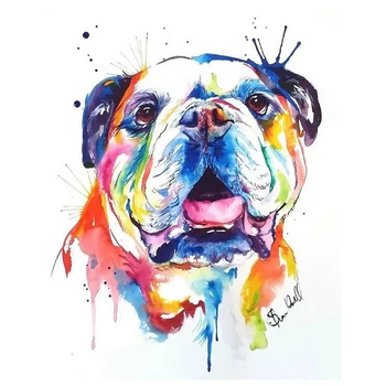 

Mosaic full embroidery puzzle 5d Pattern square drill diy Diamond Painting Colorful French Bulldogs Picture Of Rhinestone JS4222