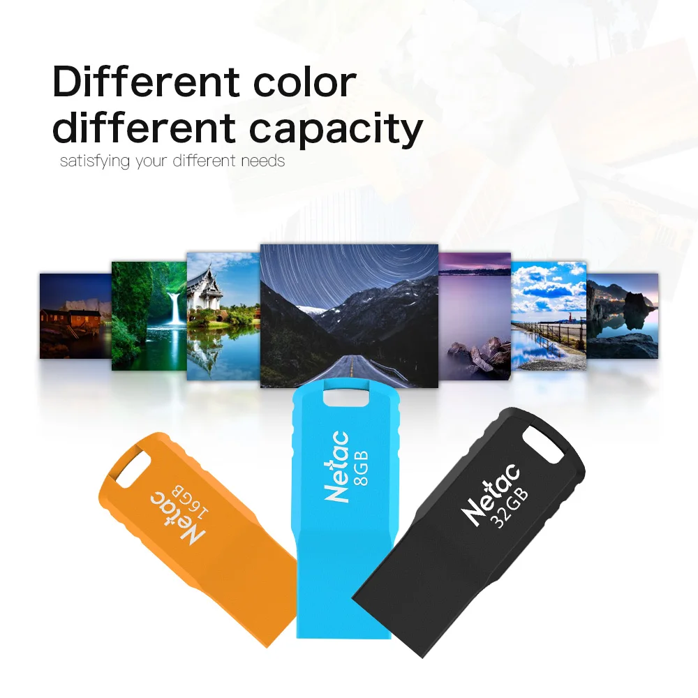 Netac U195 USB 2,0 8 ГБ 16 ГБ 32 ГБ синий оранжевый черный мини флэш-диск USB флеш-накопитель с защитой от воды