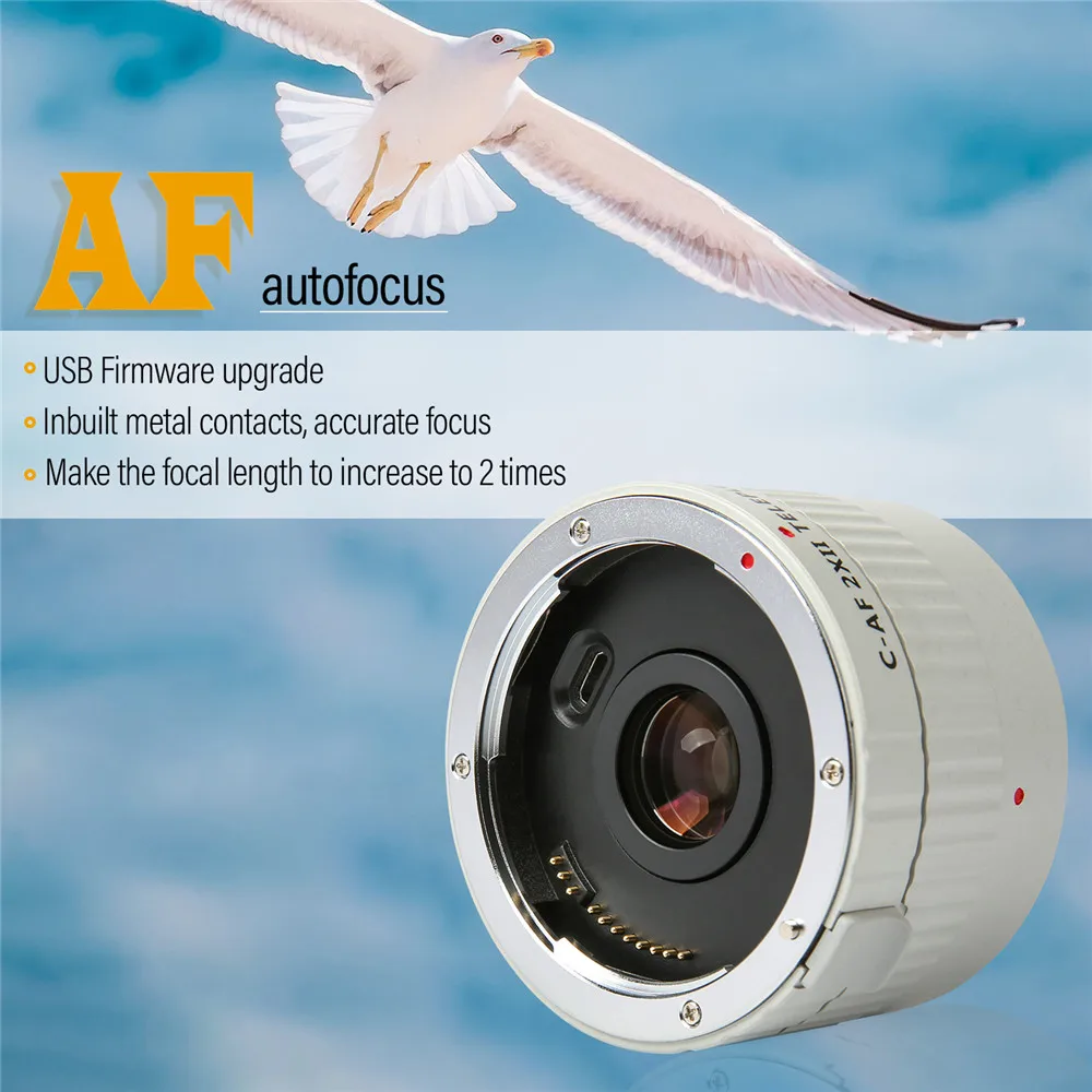Viltrox C-AF 2XII удлинитель телеконвертера Автофокус Крепление объектива для Canon EOS EF объектив для Canon 5D II 7D 1200D 760D 750D камеры