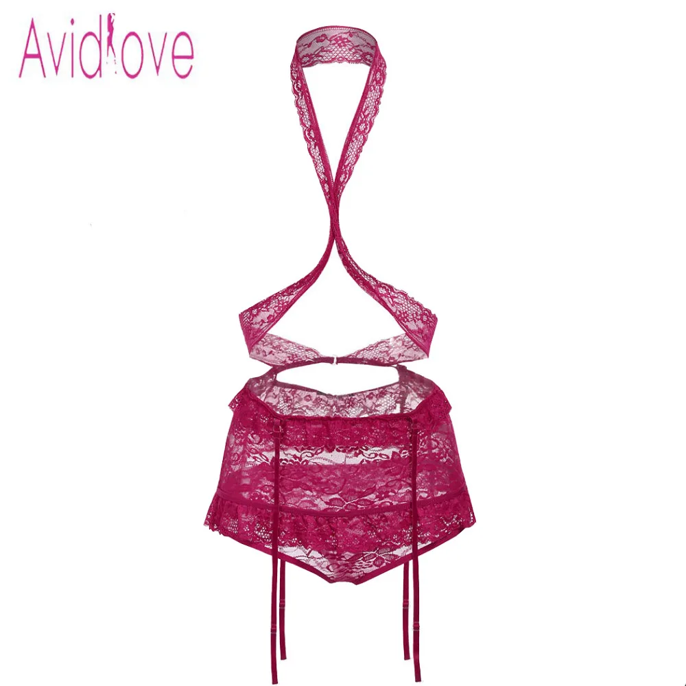 

Avidlove Bodysuit Bodydoll lenceria Micro Bikini Trans Women Sexy Lingerie Costumes Set Floral Lace High Waist Glamour Open Bra