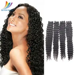 Sevengirls глубокая волна натуральный цвет малазийский 4 Связки влажные и волнистые 10A 100% человеческие волосы ткачество для женщин 8-30 дюймовые