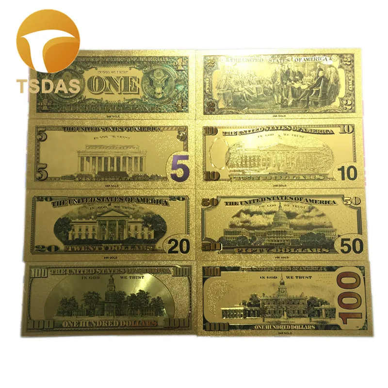 Все типы американских банкнот долларовая Золотая Банкнота с позолотой 24k для коллекции