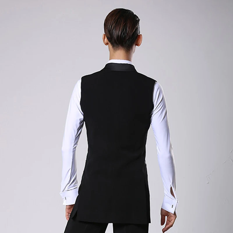 Ballroom Latin Dance Shirts Men Black Long Veat Coat Male Waltz Flamengo Cha Cha Clothes Competition Performance Wear DNV11344