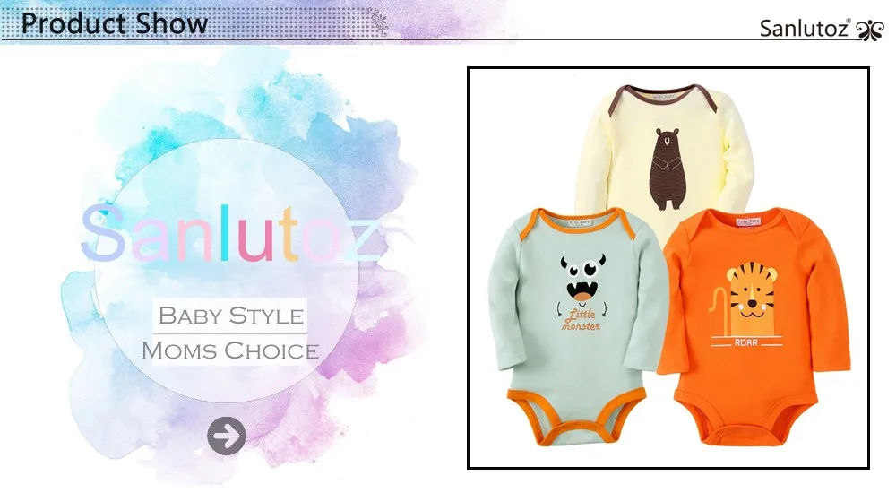 Sanlutoz/Детские Боди для мальчиков и девочек; комплект одежды для малышей; комбинезоны для новорожденных; одежда для малышей; хлопковый комбинезон с героями мультфильмов; комплект из 3 предметов