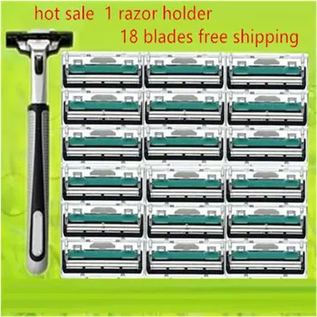 

19 in 1 Safe Men Shaving Razor Set 1 Razor Holder & 18 Razor Blades 2 Blades Shaving Shaver Standard Close Smooth Skin Trimmer