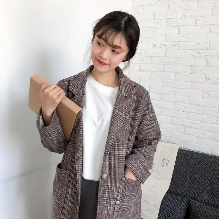 Mihoshop Ulzzang Корейская женская модная одежда с лацканами и длинным рукавом