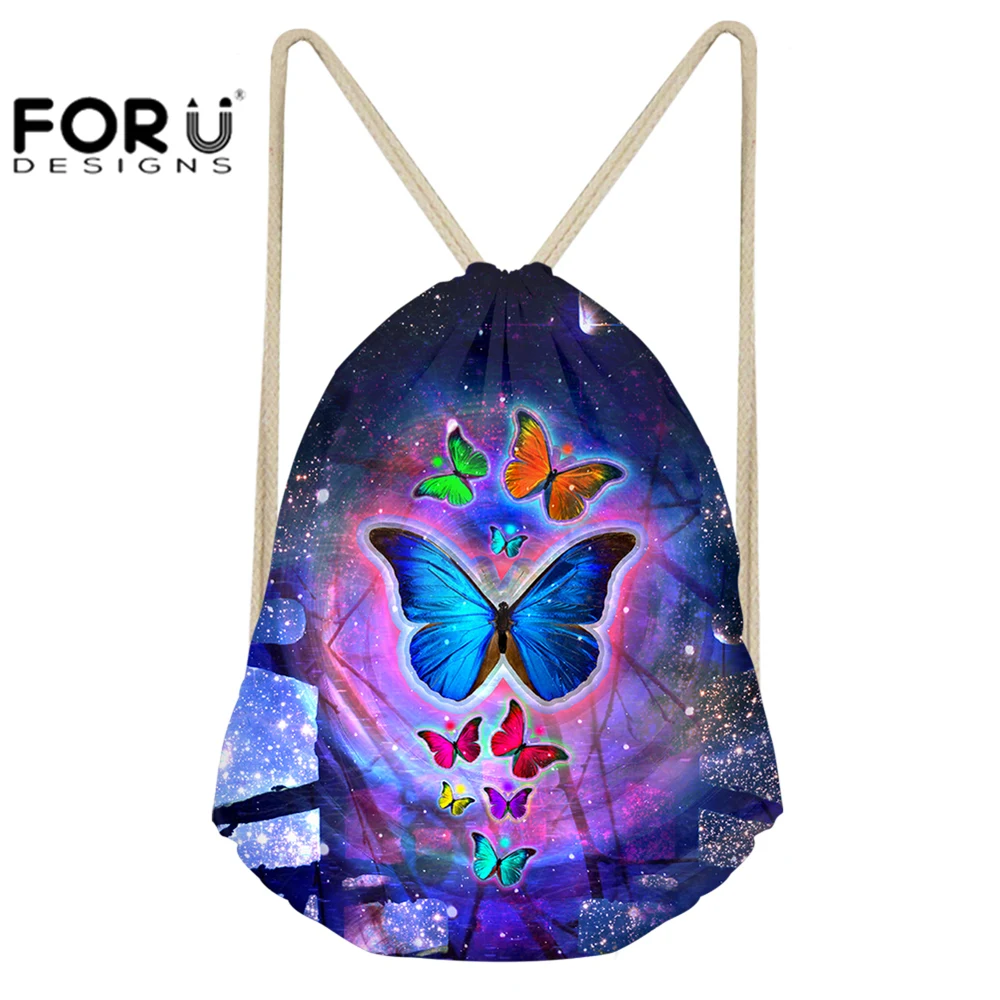 

FORUDESIGNS Small Drawstring Bag Fitness Backpack for Children Boys Girls Running Outdoor Cute Animal Pattern Sport Gym Bag